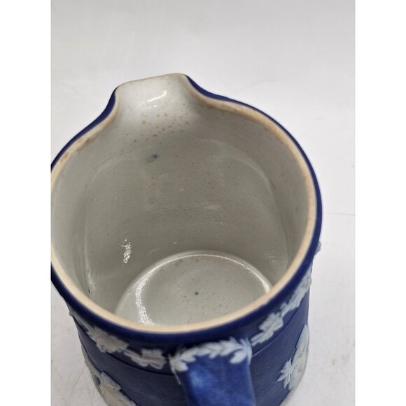 Wedgewood Jasperware Blue And White 4" Creamer Victorian Ornate Boho - Picture 7 of 13